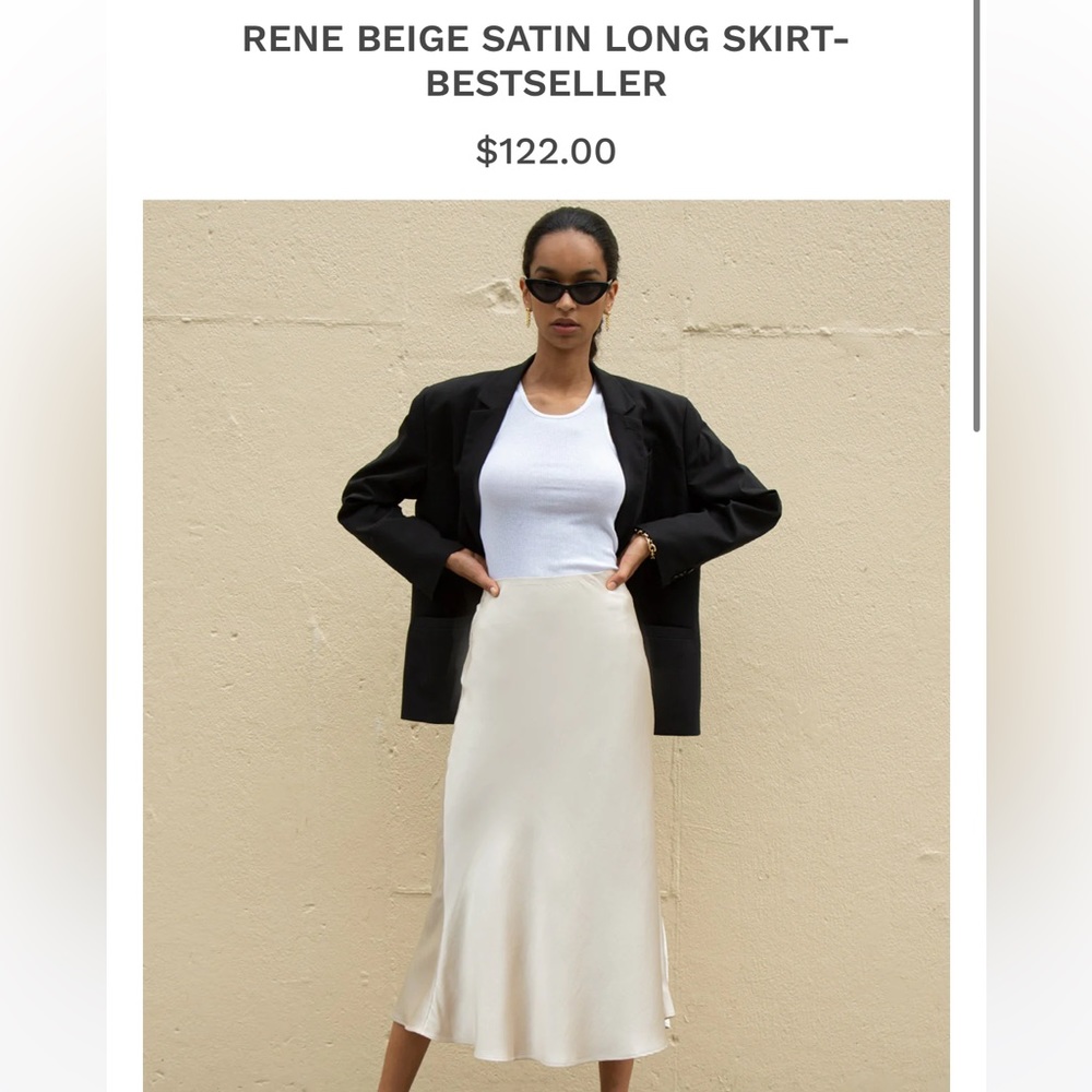 Cream/Gold Silk skirt - Pixie Market